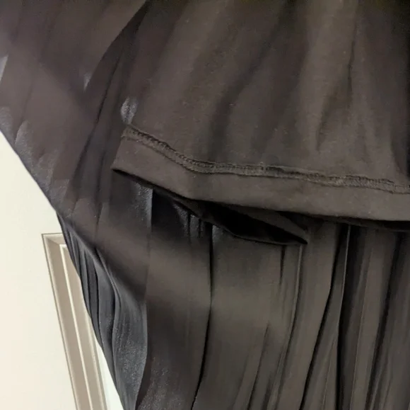 Zara Black Pleated Detail Maxi Dress Keyhole Tie XS - Picture 7 of 9